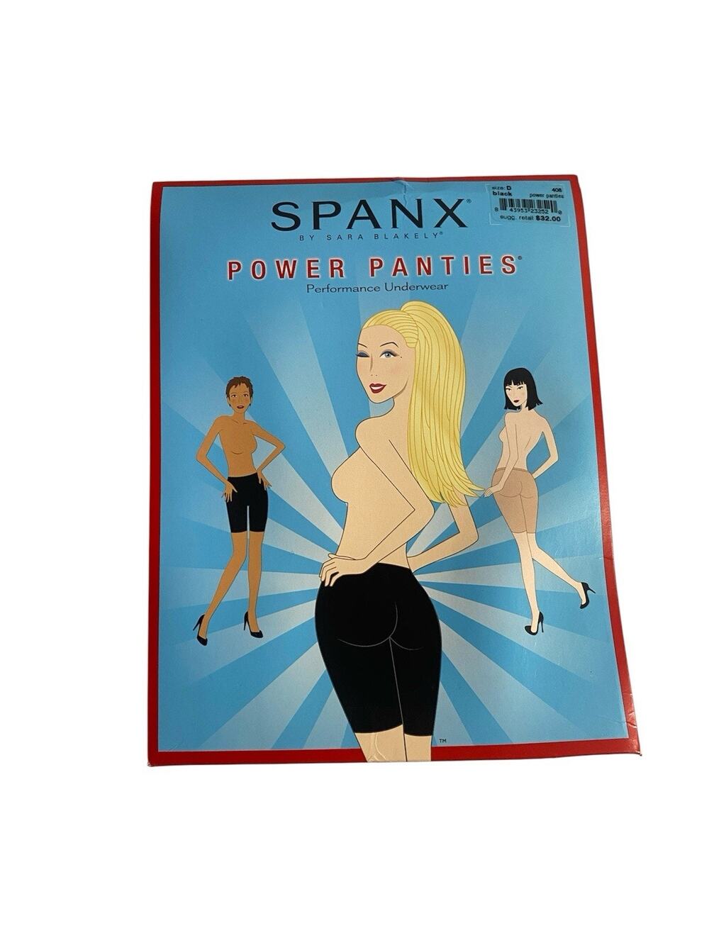 Spanx Black Power Panties Performance Underwear Size D Sealed NEW